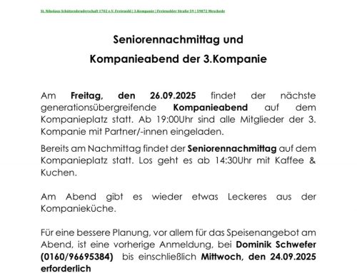 Seniorennachmittag und Kompanieabend der Dritten am 26.09.25