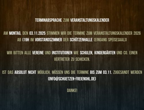 Terminabsprache zum Veranstaltungskalender am 03.11.25 um 19.00h