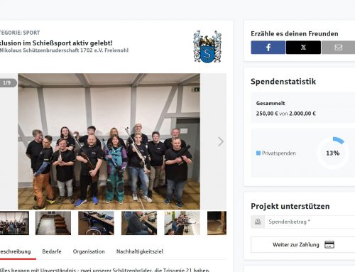 Wir bitten um Eure Spende! Machen ist wie wollen – nur Krasser! Gelebte Inklusion im Schießsport!