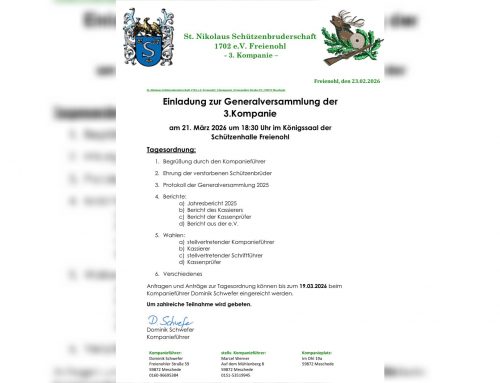 Einladung zur Generalversammlung der Dritten Kompanie am 21.03.2026