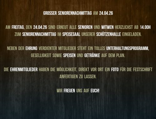 Herzliche Einladung zum Seniorennachmittag am Freitag, den 24.04.2026 ab 14.00h